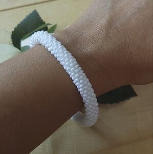 🤍NWT.CR14 Beaded crochet bracelet. Boho Bracelet.Handmade Bangle.Seed Bead Rope